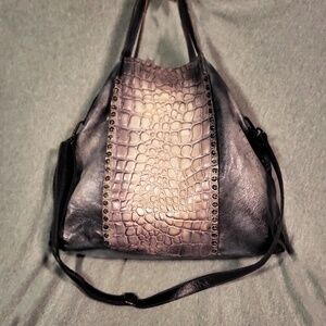 Civico93 Vintage Crocodile Large Satchel & Carryall/Made in Italy/Rare w/ Rivets
